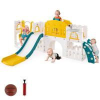 Kinderglijbaan met Klimrek & Schommel Glijbaan set met Schommel Groen + Geel