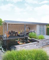 Woodpro Sibbe Tuinhuis 700x350 cm 28 mm vuren blank- Plat dak- Hout- Woodpro