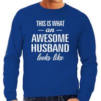 Awesome husband / echtgenoot cadeau sweater blauw heren