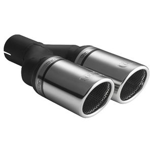 Ulter Sport Uitlaatsierstuk - Dubbel Rond 90mm RS - Lengte 225mm - Montage ->50mm - RVS USN290RS