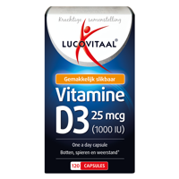 Lucovitaal Voedingssupplementen Vitamine D3 25mcg Capsules Botten & Weerstand 120Capsules