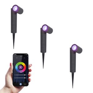 3x Pinero smart LED prikspots - RGBWW - WiFi & Bluetooth - GU10 fitting - Kantelbaar - Dimbaar via app - Tuinspot - Pinspot - Slimme verlichting - Goo