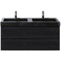 Dante Badmeubelset 120 cm - Black Oak - Wastafel Hardsteen Wit Lucca Dubbel