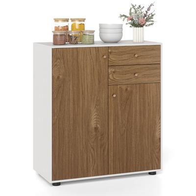 Keukenkast Bestekkast met 2 Lades 2 Deuren en 3 Verwijderbare en Verstelbare Planken