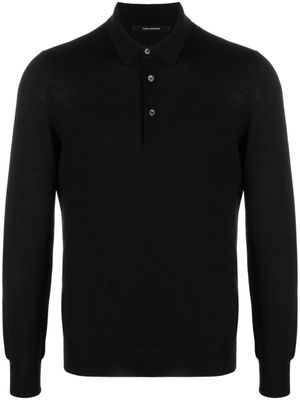 Tagliatore polo en laine vierge à fermeture boutonnée - Noir