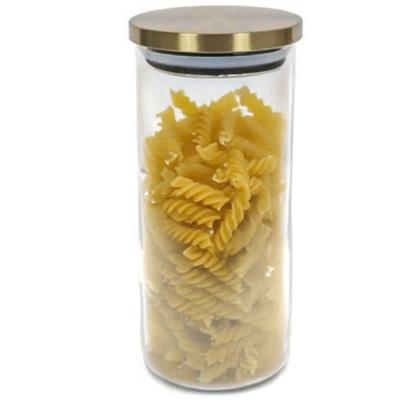 Voorraadpot - 1200 ml - glas - draaideksel - goud - 9.5 x 22 cm - weckpot