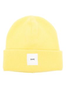 OAMC bonnet en maille nervurée à patch logo - Jaune