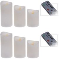 2x Set van 3 witte led stompkaarsen met afstandsbediening