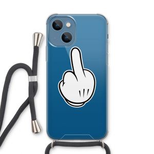 Middle finger white: iPhone 13 Transparant Hoesje met koord