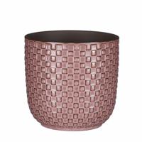 Mica Decorations Plantenpot Daan - keramiek roze - D13.5 cm - H13 cm - stijlvol patroon