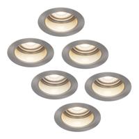 Set van 6 Mari - LED platte inbouwspots met lage inbouwdiepte - 6 Watt 570 Lumen - 4000K Neutraal wit - GU10 LED Module - Verzonken - Dimbaar - Rond - IP65 waterdicht - RVS