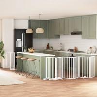 VidaXL Hondenhek inklapbaar met deur 15 panelen 750cm populierhout wit