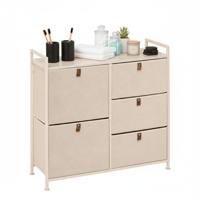 5FIVE Badkamerkast Pisa - 5 mandjes - beige - 83 x 29 x 77 cm - metaal/hout/stof