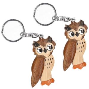 Houten uilen vogels sleutelhanger - 4x stuks - 6 cm - dieren - cadeau