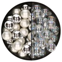 Mini kerstballen - 48x st - zilver en transparant parelmoer - 2,5 cm - glas