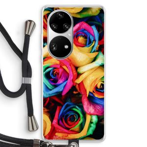 Neon bloemen: Huawei P50 Pro Transparant Hoesje met koord