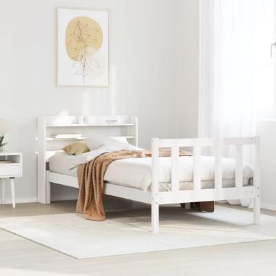 Bedframe zonder matras massief grenenhout wit 90x200 cm
