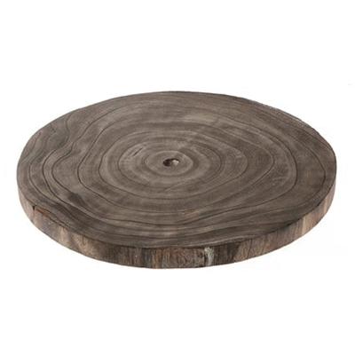 Kaarsenbord/decoratie dienblad - houten boomschijf donker - D26 x H3 cm - rond - tafeldecoratie scha