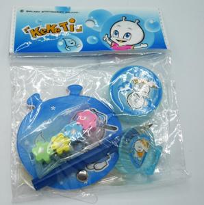 Van Der Doelen Keketi schrijfsetje met schrijfblok potlood puntenslijper papier klem en 4 gummetjes blauw