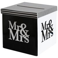 Enveloppendoos - Bruiloft - zwart/wit - Mr/Mrs - karton - 20 x 20 cm - thumbnail