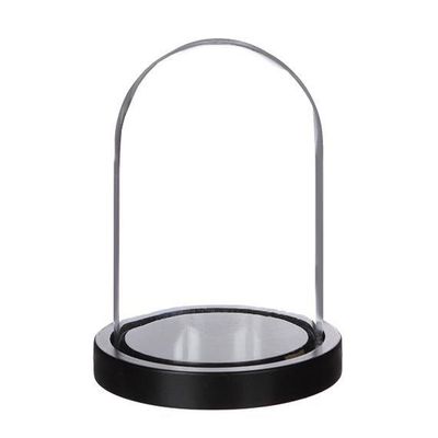 Decoratie stolp - glas - houten zwart plateau - D12 x H16 cm