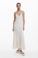 Devoré jurk met bandjes - WHITE - XL