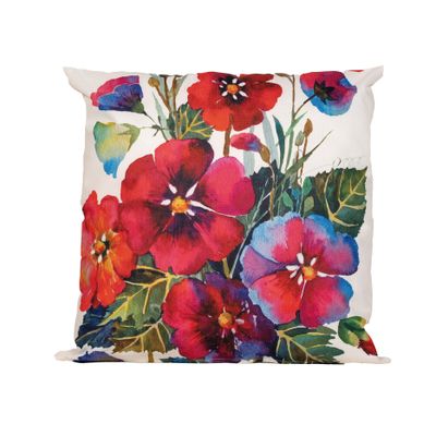 1x Bank/sier kussens wit met bloemen print voor binnen en buiten 45 x 45 cm