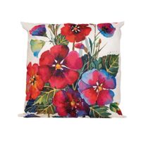 1x Bank/sier kussens wit met bloemen print voor binnen en buiten 45 x 45 cm - thumbnail