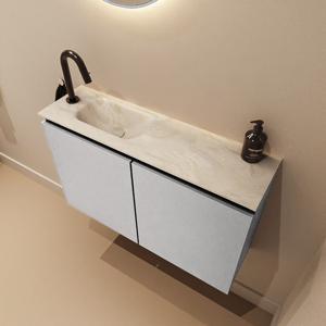 Toiletmeubel Mondiaz Ture Dlux | 80 cm | Meubelkleur Plata | Eden wastafel Ostra Links | 1 kraangat