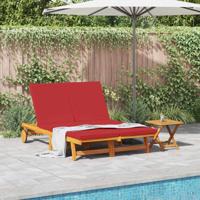 Ligstoel met kussen Bruin 125 x 200 x 84cm Massief acaciahout