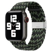 Braided nylon bandje - Zwart / Groen - Geschikt voor Apple Watch 38mm / 40mm / 41mm