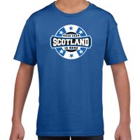 Have fear Scotland is here / Schotland supporter t-shirt blauw voor kids