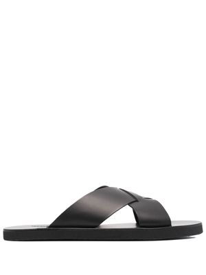 Ancient Greek Sandals claquettes Bios en cuir à brides croisées - Noir