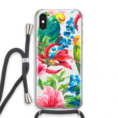 Papegaaien: iPhone XS Transparant Hoesje met koord