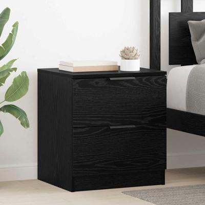 Nachtkastje 2 pcs Zwart eiken 45 x 39 x 50 cm Bewerkt hout