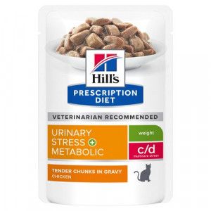 Hill&apos;s Prescription Diet C/D Multicare Stress + Metabolic natvoer kat met kip maaltijdzakje multipack 2 dozen (24 x 85 g)