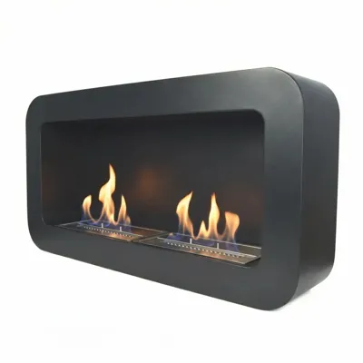 Bio-ethanol haard met ronde hoeken (zwart) | ScandiFlames | Hangende bio-ethanol haard | Zwart