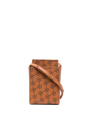 Rokh mini sac à main à motif monogrammé - Marron