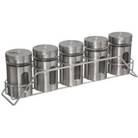 Kruidenrekje met 5 kruidenpotjes - 28 cm - RVS - Keukenkruiden potjes - Kruiden bewaren