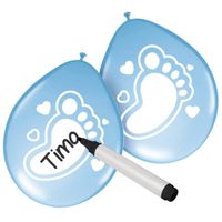 Blauwe beschrijfbare ballonnen geboorte jongen - thumbnail