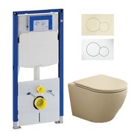 Geberit UP320 toiletset met Saniclear Itsie toiletpot licht ivoor randloos met softclose zitting - thumbnail