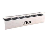 Svenska Living Theedoos hout 6-vaks 9x43x9cm wit