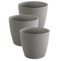 Plantenpot voor buiten - Set van 3x stuks - steengrijs - kunststof - D22 x H19 cm - Stijlvol