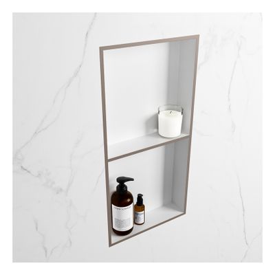 Wandnis Solid Surface Easy | In- en opbouw | 30x60x8 cm | 2 vakken | Smoke/Talc