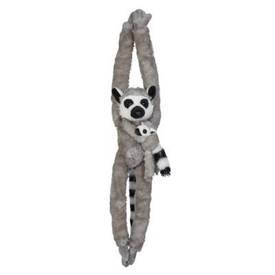 Pluche direnknuffel - ringstaart maki - hangend - met baby - 85 cm - apen knuffelbeesten