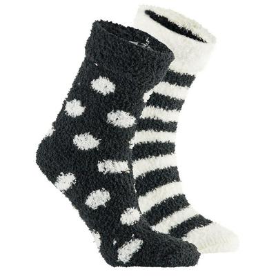 Apollo bedsokken / huissokken - kinderen - 2-pack - zwart/wit - one size - Slaapsokken - Slofsokken