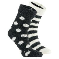 Apollo bedsokken / huissokken - kinderen - 2-pack - zwart/wit - one size - Slaapsokken - Slofsokken