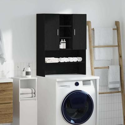 Wasmachinekast 70,5x25,5x90 cm zwart eikenkleurig
