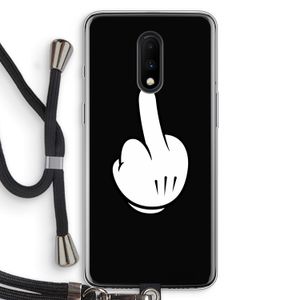 Middle finger black: OnePlus 7 Transparant Hoesje met koord