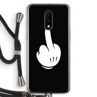 Middle finger black: OnePlus 7 Transparant Hoesje met koord